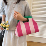 Load image into Gallery viewer, Women's Woven Striped Shell Knit Handbag N6J140