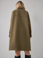 Load image into Gallery viewer, Elegant Contrast Trim Notch Lapel Medium Coat Women N6H041
