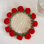 Load image into Gallery viewer, Handmade Rose Bouquet Coaster Crochet Cotton Round N6G049