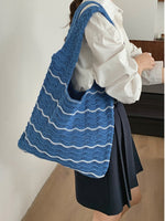 Load image into Gallery viewer, Wave Knit Tote Bag Women N6C054