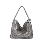 Load image into Gallery viewer, Hand Woven Tote Bag PU Synthetic Leather Dual Size S5P369