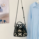Load image into Gallery viewer, Cut Out Drawstring Bucket Bag Hollow Out PVC Cotton N6F122