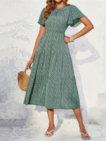 Load image into Gallery viewer, Multi Ruffle Sleeve Long Floral Smock Dress Women N5A972