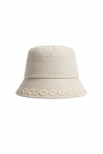 Load image into Gallery viewer, Lace Trim Linen Blend Bucket Hat Women N6C389