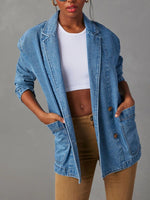 Load image into Gallery viewer, Women's Denim Blazer Jacket Casual Blue N6D066