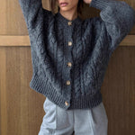 Load image into Gallery viewer, Office Cable Knit Cardigan Women Retro Button Front N5A871