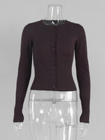 Load image into Gallery viewer, Slim Fit Viscose Long Sleeve Knit Cardigan Solid Basic Top N6G127