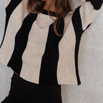 Load image into Gallery viewer, Oversized Stripe Knit Sweater Women Pink Black Color N5A831