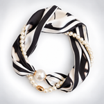 Load image into Gallery viewer, Womens Pearl Magnetic Clasp Floral Skinny Scarf N6K258