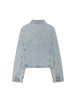 Load image into Gallery viewer, Embroidered Cropped Denim Jacket Slim Fit Women N6F193