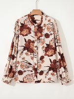 Load image into Gallery viewer, Shirt Collar Long Sleeve Floral Print Shirt Women N6B105