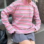 Load image into Gallery viewer, Polo Collar Loose Retro Tee Women N6A155