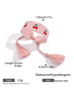 Load image into Gallery viewer, Adjustable Knit Bracelet Cherry Letter Leopard Fringe N6A200