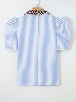 Load image into Gallery viewer, V Neck Puff Sleeve Chiffon Top Women N6B101