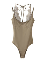 Load image into Gallery viewer, Lace Panel Halter Neck Bodysuit N6F015