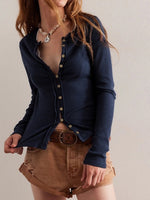 Load image into Gallery viewer, Ribbed Button Front Cardigan Women Long Sleeve N6A179