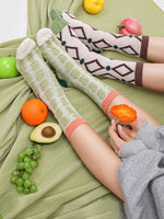 Load image into Gallery viewer, Color Block Geometric Mesh Mid-Calf Socks Women N6C169