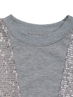 Load image into Gallery viewer, Grey Sequin Patch Sweatshirt Retro Casual Women N6B051