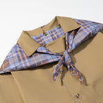 Load image into Gallery viewer, Autumn Reversible Plaid Notch Collar Scarf Jacket N5A678