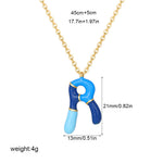 Load image into Gallery viewer, Alphabet Enamel Capsule Necklace Steel Gradient Color S5P234