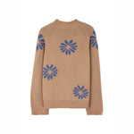 Load image into Gallery viewer, Khaki Floral Knit Sweater Women Ribbed Pattern N5A880