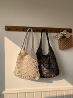 Load image into Gallery viewer, Handmade Cotton Rope Straw Woven Drawstring Bag N6A121