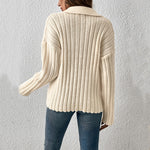Load image into Gallery viewer, Notch Collar Pullover Knit Sweater Women N5A586