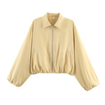 Load image into Gallery viewer, Puff Hem Zip Up Baseball Jacket Women N6A150