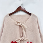 Load image into Gallery viewer, Heart Embroidery Tie Front Cardigan Women N5A847