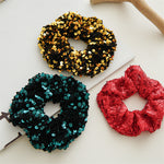 Load image into Gallery viewer, Solid Color Sequin Scrunchy Hair Tie S5P642