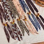 Load image into Gallery viewer, Vintage Paisley Polka Dot Beaded Scarf Necklace N6G237