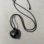 Load image into Gallery viewer, Leather Black Heart Rope Necklace Adj Collar S5P914