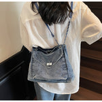 Load image into Gallery viewer, Denim Chain Tote Crossbody Bag Multi Carry S5P294