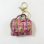 Load image into Gallery viewer, Tweed Earphone Coin Pouch Keychain Bag Charm Pink N6G109
