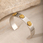 Load image into Gallery viewer, Floral Open Cuff Steel Silver-Plated Sculptural S5P086