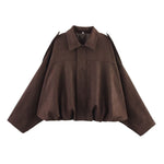 Load image into Gallery viewer, Suede Touch Bomber Jacket Notch Collar N5Z242
