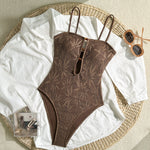 Load image into Gallery viewer, Solid Color Jacquard One-Piece Swimsuit Women N6C298