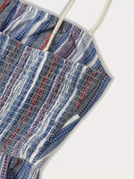 Load image into Gallery viewer, Blue White Stripe Tiered Maxi Dress Resort N6F243