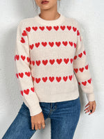 Load image into Gallery viewer, Love Jacquard Knit Sweater Women Beige Black N5A579