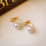 Load image into Gallery viewer, 2-in-1 Zircon Faux Pearl Stud Earrings Real Gold Plated N6H156
