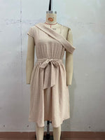 Load image into Gallery viewer, Asymmetric Off-Shoulder Jacquard Midi Dress Women N6B053