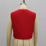 Load image into Gallery viewer, Street Style Chunky Knit Vest Red Open Front Cardigan N5A776