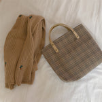 Load image into Gallery viewer, Plaid Handheld Tote Bag Women Thickened Leather S5P660