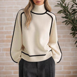 Load image into Gallery viewer, High Neck Stripe Knit Sweater Women Multiple Colors N5A596