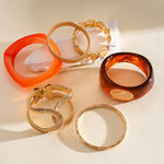 Load image into Gallery viewer, Resin Ombré Pleated Geometric Bangle Set 3-Piece N6H078