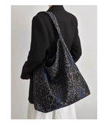 Load image into Gallery viewer, Denim Leopard Tote Bag Women Large Capacity Commuter S5P814