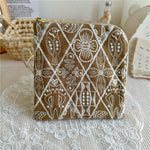 Load image into Gallery viewer, Embroidered Cotton Square Pouch L-Zipper Organizer S5P286