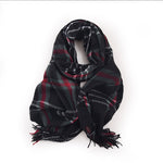 Load image into Gallery viewer, Striped Plaid Faux Cashmere Wrap with Fringe M5A233