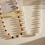 Load image into Gallery viewer, Vintage Contrast Cat's Eye Tiger Eye Pearl Necklace N6H144