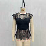 Load image into Gallery viewer, Black Lace Trim Sleeveless Shell Women N5A711